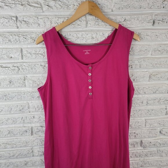 Lands End Womens Dress XL Mini Tank Sleeveless Pink Quarter Button Cotton PIN13E - Picture 4 of 10